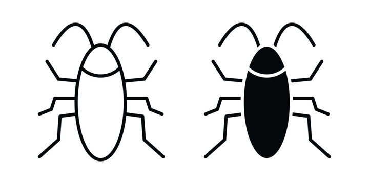 Cockroach icon Illustration vector set, glyph and line icons