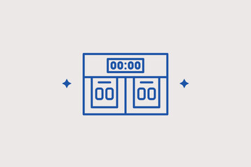 Obraz premium Electronic scoreboard line icon for tracking game points and remaining time. Functional vector illustration for sports results websites and live match tracker apps.