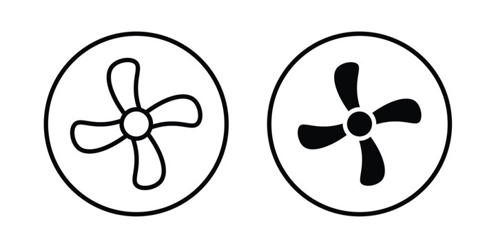 Cooling fan icon Illustration vector set, glyph and line icons