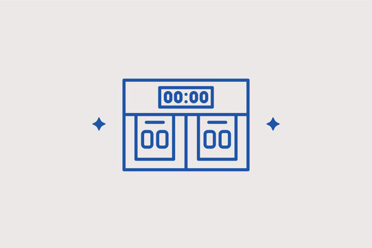 Electronic scoreboard line icon for tracking game points and remaining time. Functional vector illustration for sports results websites and live match tracker apps.