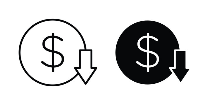 Cost reduction icon Illustration vector set, glyph and line icons