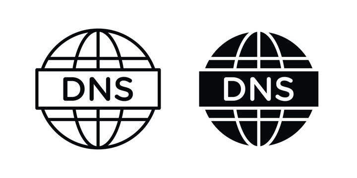 DNS icon Illustration vector set, glyph and line icons