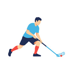 Fototapeta premium Floorball Player In Action Balanced Pose