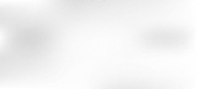Black concentric circle texture. Radial geometric pattern background. Linear epicenter, radar, target concept. Round rippled halftone ring wallpaper for brochure, template, poster, overlay. Vector