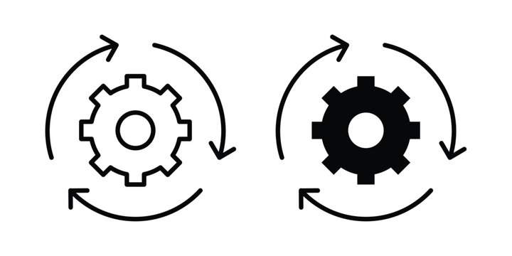 Implementation icon Illustration vector set, glyph and line icons