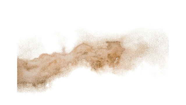Dry soil explosion isolated on white background.
