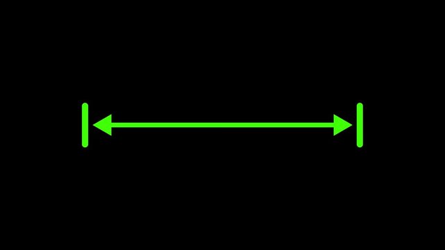 Double side arrow icon animation. left and right side arrow measurement motion graphics. 4k black background icon animation