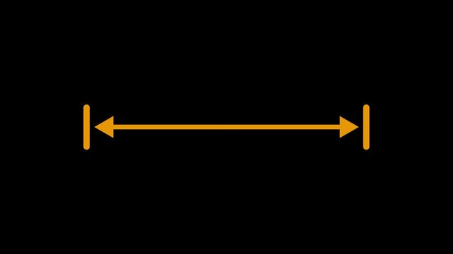 Double side arrow icon animation. left and right side arrow measurement motion graphics. 4k black background icon animation