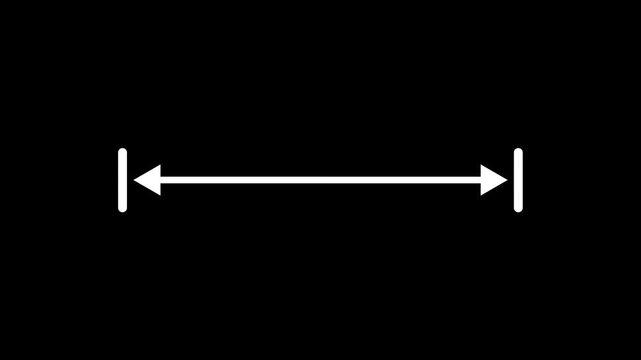 Double side arrow icon animation. left and right side arrow measurement motion graphics. 4k black background icon animation