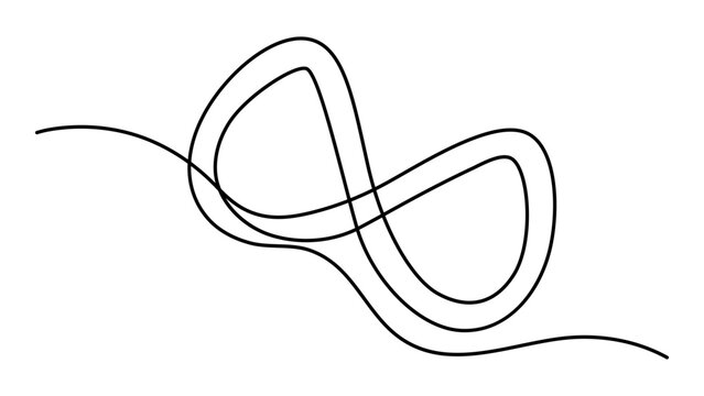 Continuous line drawing of an infinity symbol isolated on white background