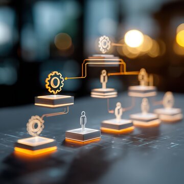 Strategic organizational development concept. Structured workflows, collaborative teams, FRMU framework, perfect for leadership, operations, and business optimization concept.