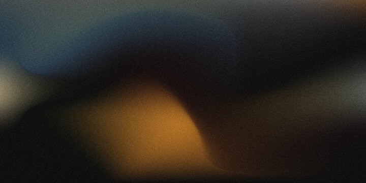 Abstract blurred blue and orange gradient background with soft flowing shapes, dark shadow contrast, dreamy defocused light, smooth atmospheric texture for modern artistic design