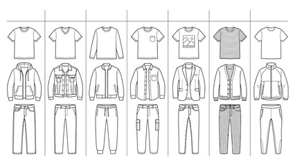 Obraz premium Collection of various clothing items illustrated.