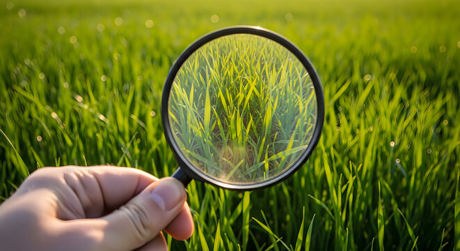 magnifying glass grass