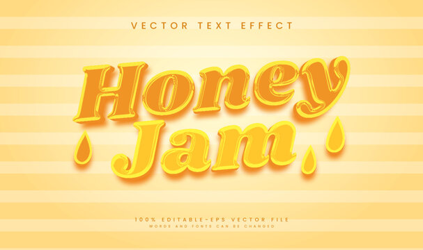Honey jam editable vector text effect with sweet yellow cream concept