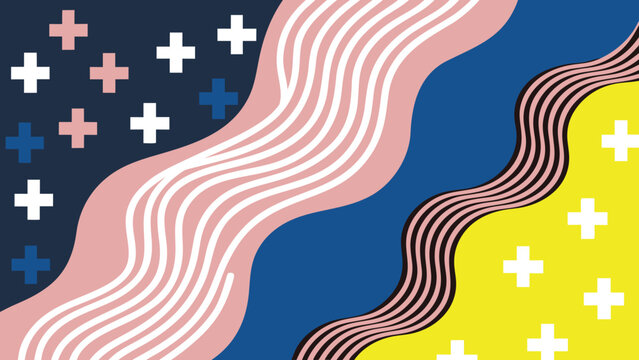 abstract wave pattern with plus signs colorful vector illustration