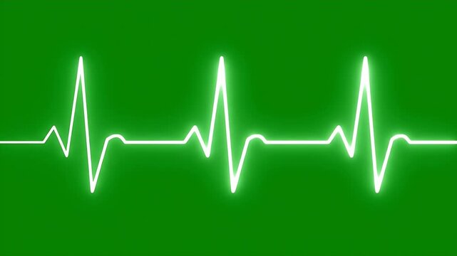 Heartbeat Monitor Displaying Vital Signs on a Green Screen Background.