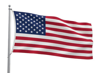 Obraz premium American flag waving in the wind on a clear day PNG isolated on transparent background