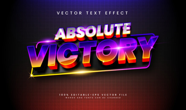 Elegant victory editable vector text effect with modern light concept, suitable for night event.