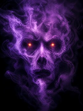 weird face purple smoke