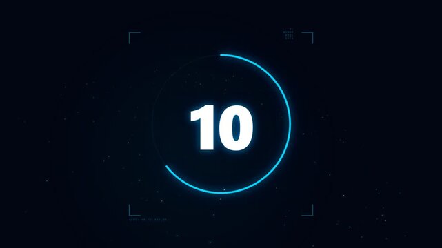 Cinematic Futuristic Digital Countdown Timer with Blue Glowing HUD Interface Elements on Dark Space Background