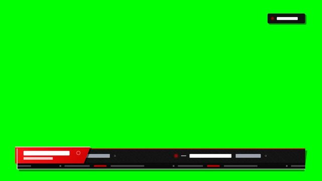 Professional Red and Black Streaming Lower Third Graphic Overlay on Chroma Key Green Screen Background