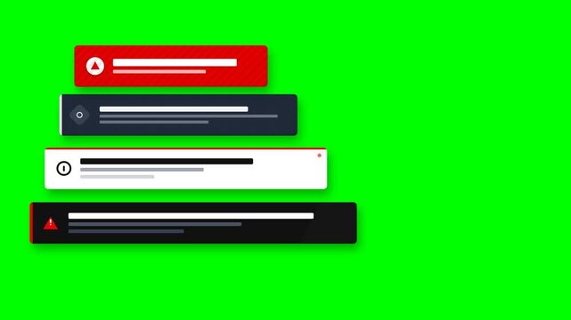 System Notifications and Alert Message Bubbles on Green Screen for UI UX Video Editing