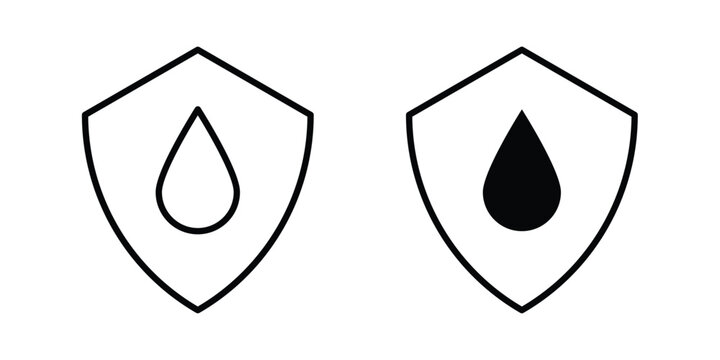Water resistant icon Illustration vector set, glyph and line icons