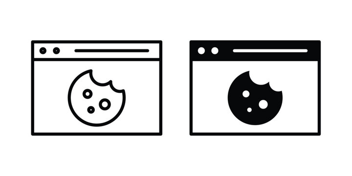 web Cookies icon Illustration vector set, glyph and line icons