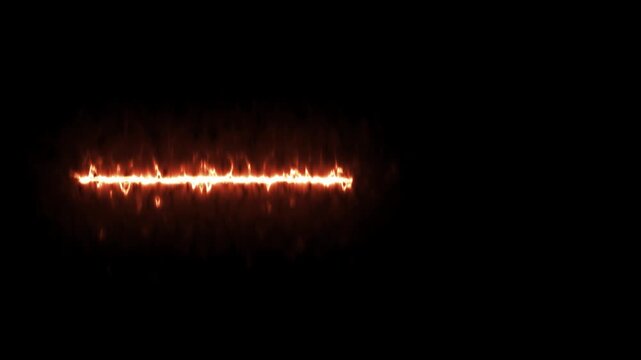 Glowing fire line energy effect on black background