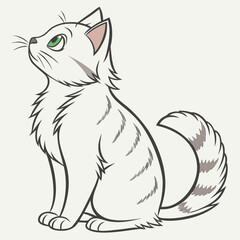 White cat sitting and looking up ©  Stock Gallery