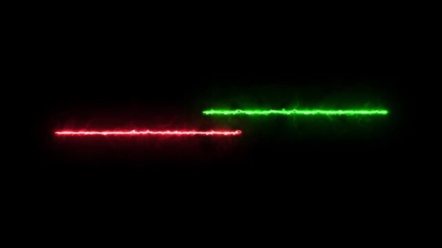 Neon red and green energy lines glowing on black background