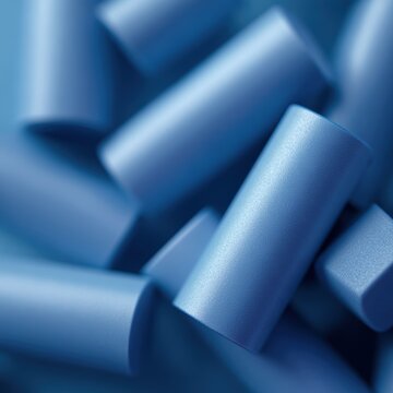 blue salbutamol asthma inhalers piled together, respiratory treatment and chronic disease management concept