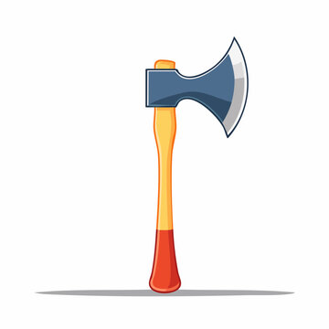 Illustration of a cartoon axe with a blue head and wooden handle