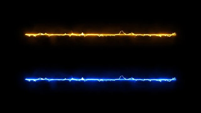Dual glowing neon energy lines abstract background, with electric sparkle effect