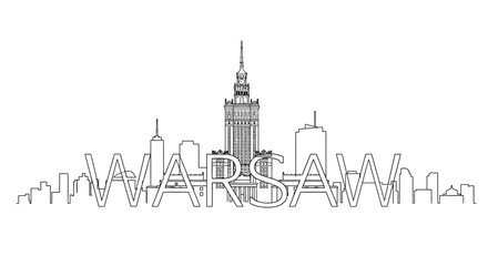 Obraz premium Warsaw Skyline With Building Text Art