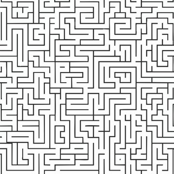 Black maze pattern, labyrinth design, geometric shapes, abstract background