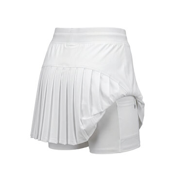 White pleated tennis skort isolated. Women's sportswear mockup.