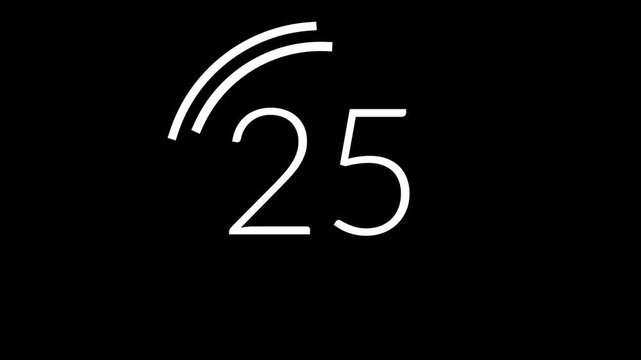 Countdown timer from 30 seconds to 0 on black background with circular progress