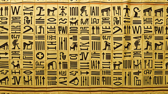 Ancient Egyptian hieroglyph seamless pattern, Professional Stock Photo, High Resolution Background