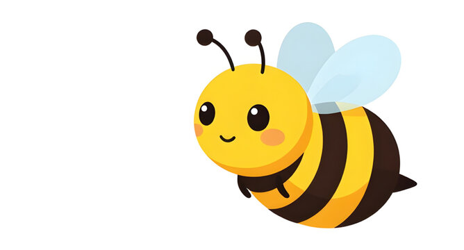 bee, cartoon, happy, cute, insect, smiling, mascot, honey, wings, yellow, black, playful, character, adorable, nature, vector, cute