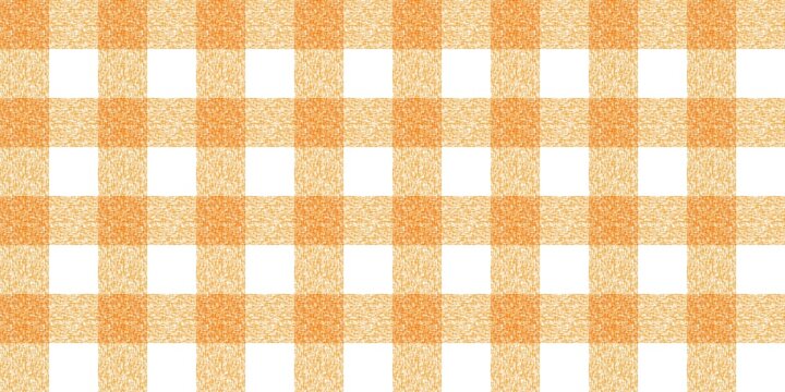 Seamless orange and white checkered pattern with a soft hand-painted watercolor texture. Bright citrus plaid background for summer picnics, kitchen decor, and cheerful aesthetic designs.