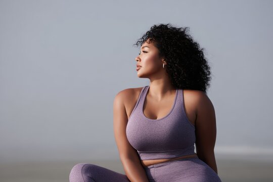 curvy fitness woman outdoors representing body neutrality and self acceptance lifestyle