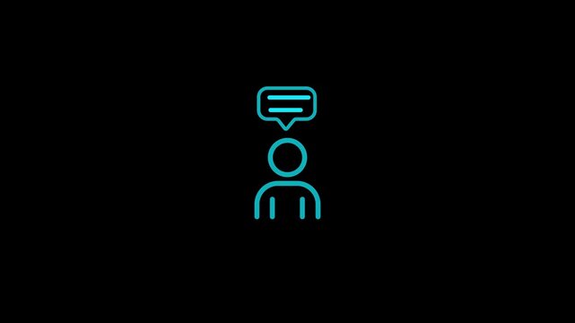 green line chat conference icon isolated on black background