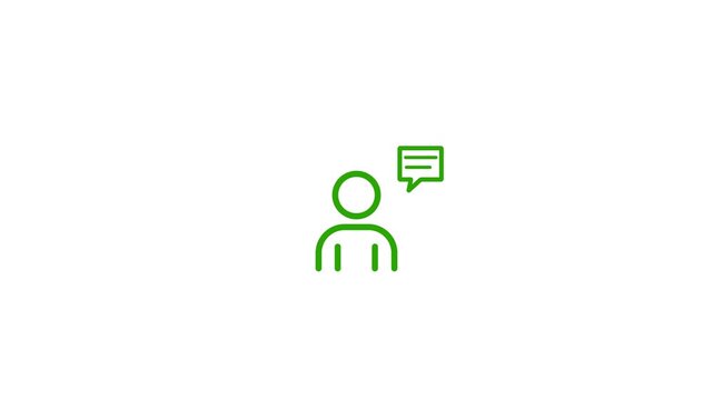 green line chat conference icon isolated on white background