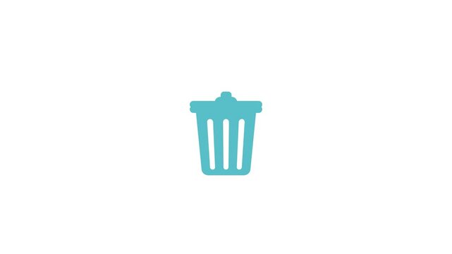 Throwing rubbish in dustbin, Trash can icon . Office trash icon animation background