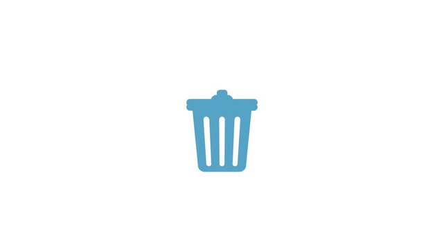 Throwing rubbish in dustbin, Trash can icon . Office trash icon animation background
