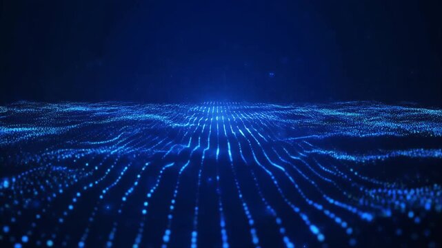 Abstract Blue Particle Field Background, Random Motion Energy Flow, Digital Noise Animation