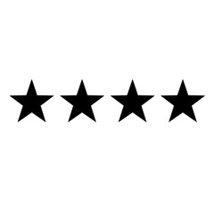 Fototapeta premium Star rating set with four bold black five-point stars for feedback, review, and user satisfaction graphics