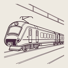 Futuristic train speeding through a tunnel with high speed line art futuristic transport locomotive technology movement engineering illustration transportation progress carriage passenger © Motu